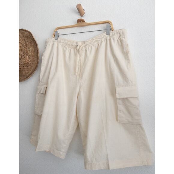 Lakhay's Collection Hemp Cotton Blend Pull On Cargo Shorts Neutral Size Large - Picture 3 of 12